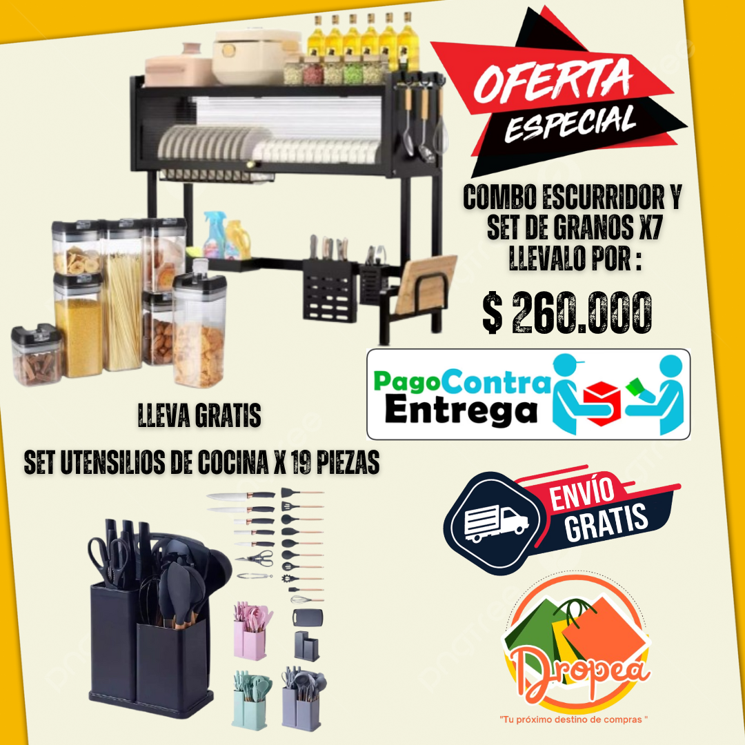 Escurridor de Platos + Regalos GRATIS y Pago Contraentrega