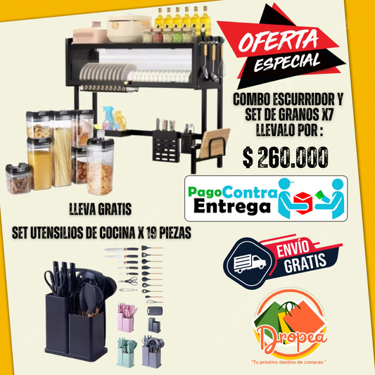 Escurridor de Platos + Regalos GRATIS y Pago Contraentrega